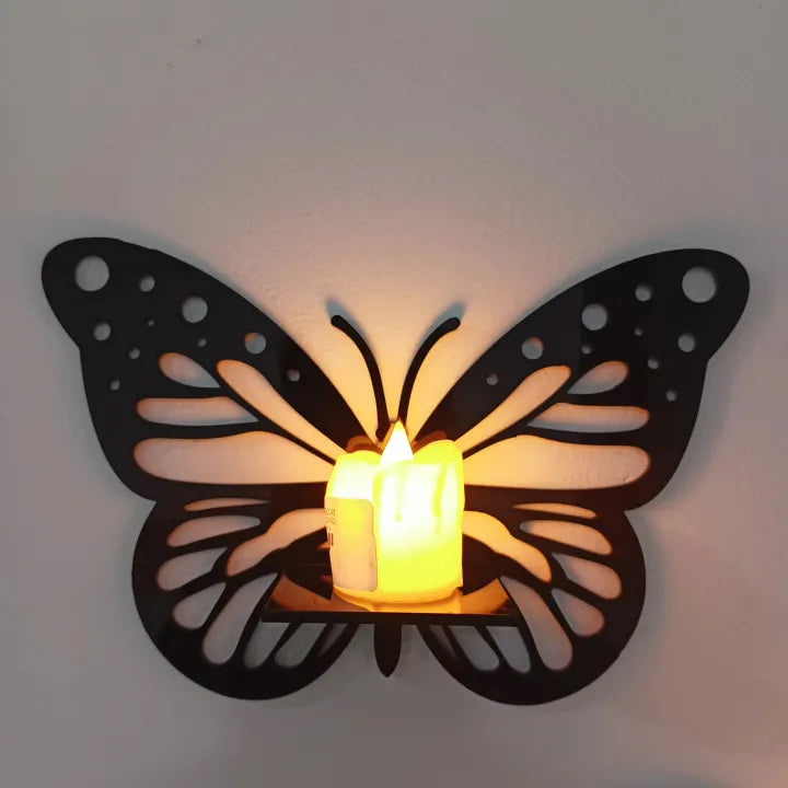 Decorative Butterfly Wall Shelf, Decoration Candlestick, Wall Décor Ideas, Wooden Wall Shelves | New Premium Wooden Wall Art Big Size (Light not include
