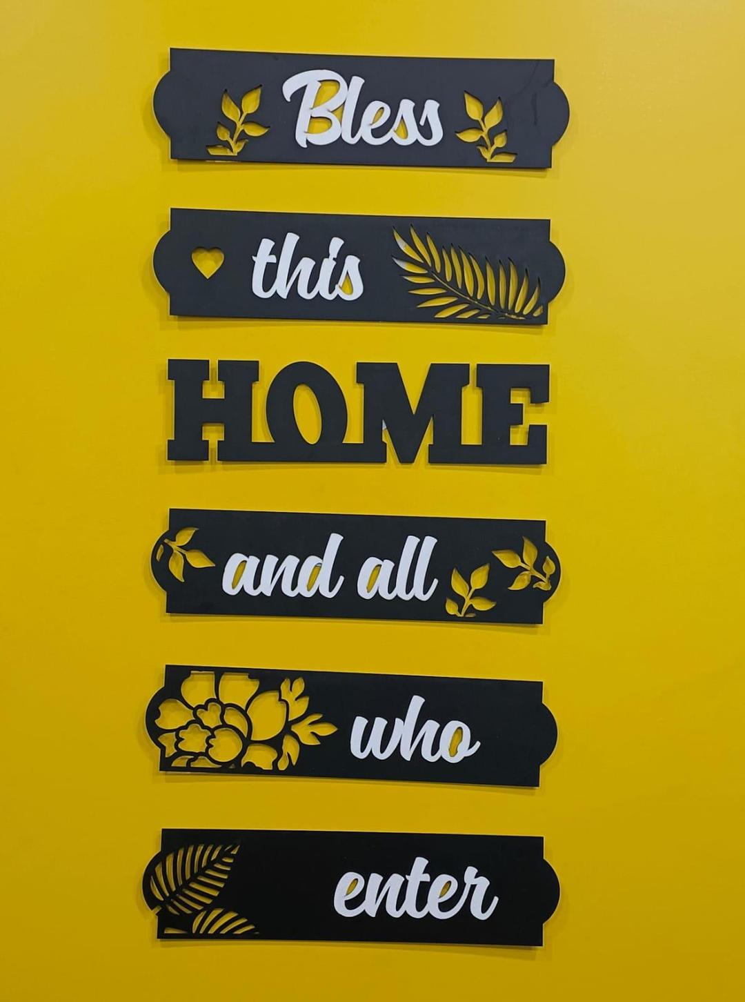 3D Bless Home Wooden Wall Art Set Black White MDF