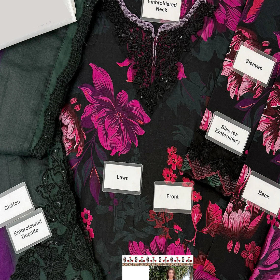 Iznik Digital Printed 3Pc Embroidered Lawn Unstitched Suit with Chiffon Dupatta – Summer Collection 2026