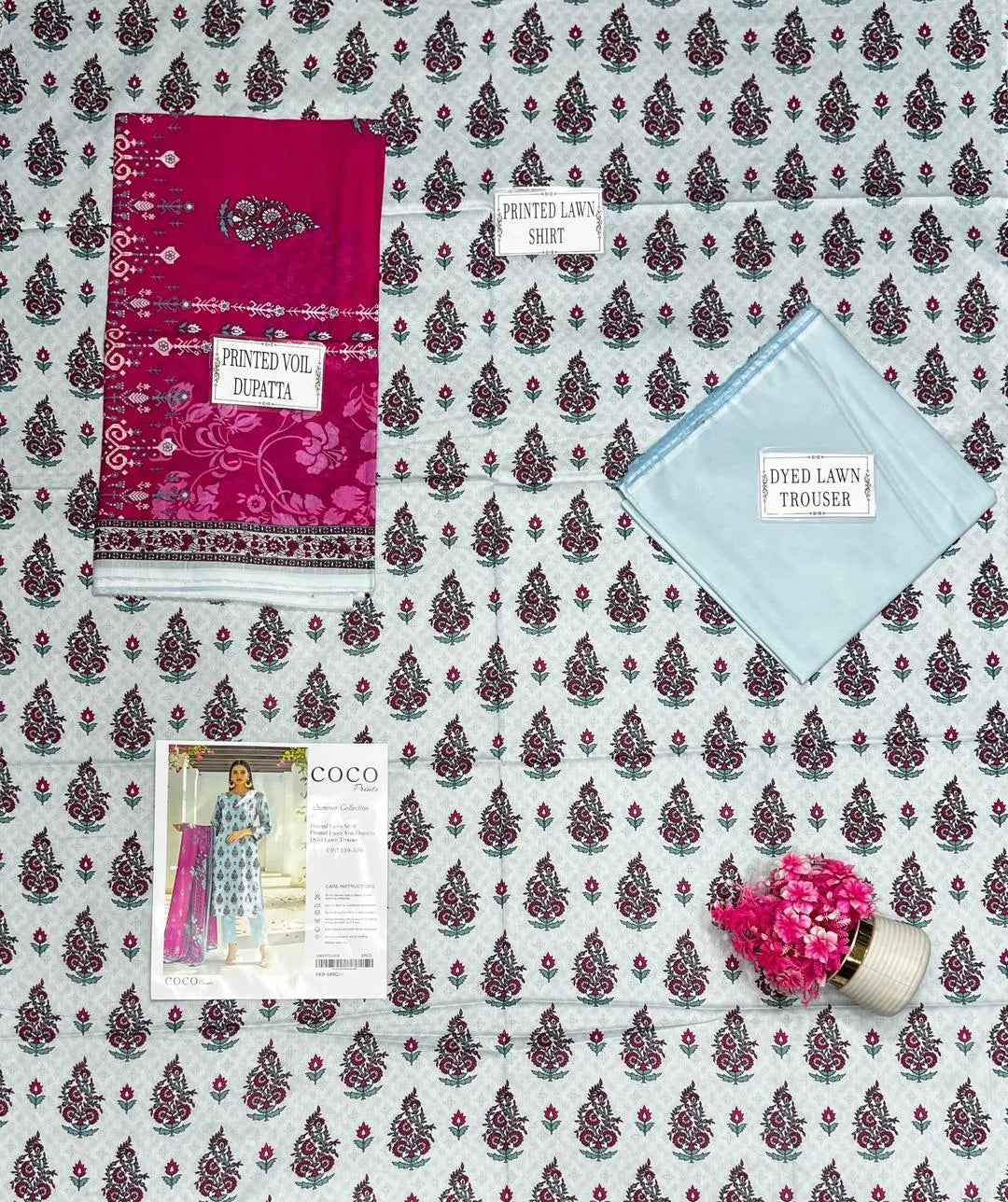 Pakistani Printed Lawn Suit with Embroidered Shawl