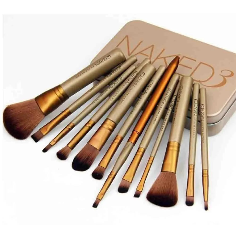 Naked 3 Makeup Brushes Set 12 Pcs Gold Rose Gold Professional Blending Contouring
