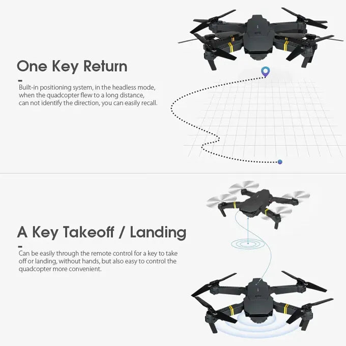 Remote Control Mini Drone LED lighting - GPS - Headless mode - Without Camera - Black