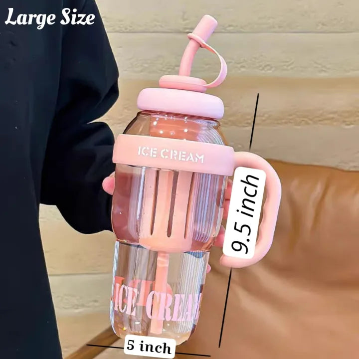 Product Highlights Of 1300ML Large Capacity Detox Water Highlights Bottle with Straw for Girls | Leakproof Plastic Sports & Gym