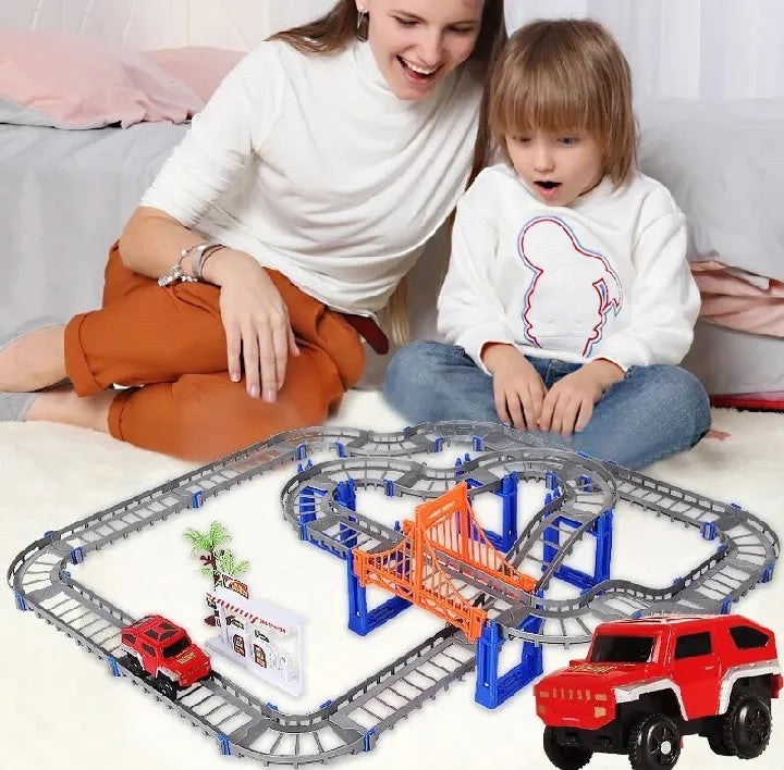 Railway Racing Track Play DIY Multi-layered Assembling City Racing Rail Car Children Vehicle Slide Train educate Gift
