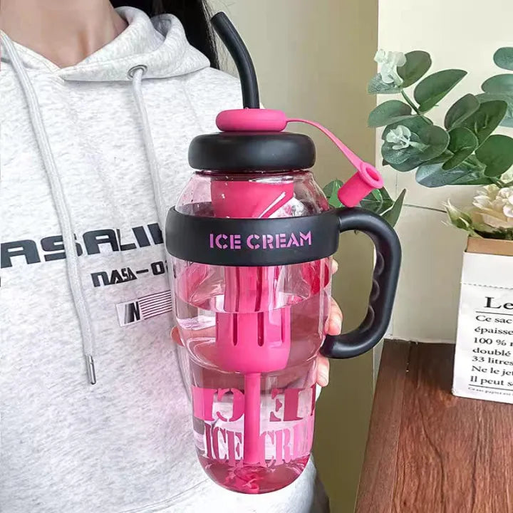 Product Highlights Of 1300ML Large Capacity Detox Water Highlights Bottle with Straw for Girls | Leakproof Plastic Sports & Gym