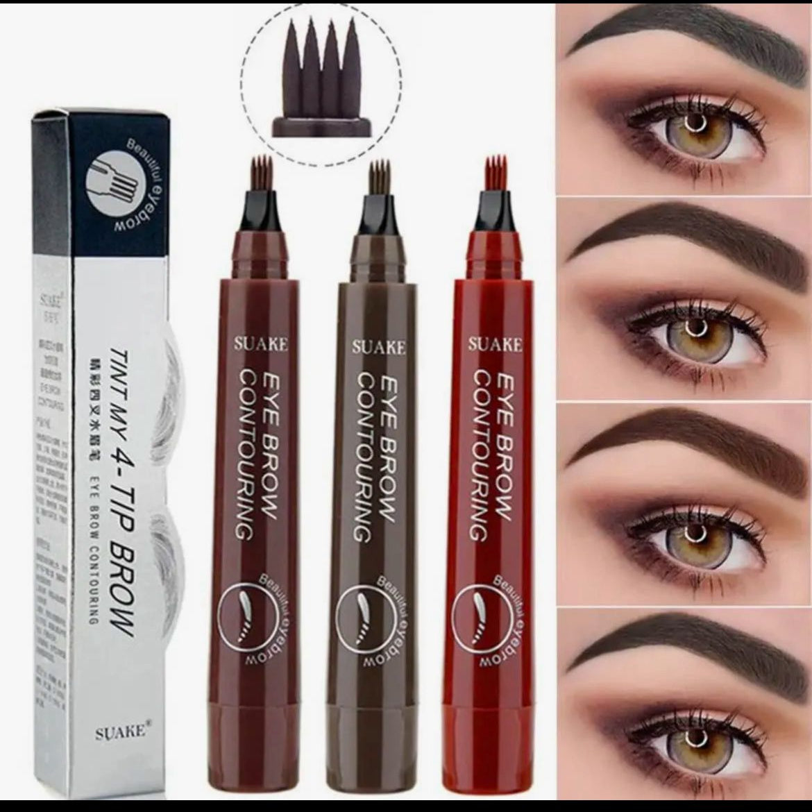 Eyebrow Pen Waterproof 4-Fork Tip Eyebrow Tattoo Pencil Long Lasting Professional Fine Sketch Liquid Eye Brow Pencil (RANDOM)
