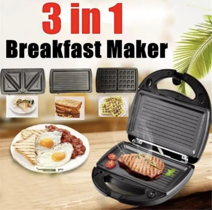 Electric Sandwich Maker Toaster Grill Machine Non Stick Coating Fast Cooking Breakfast Maker