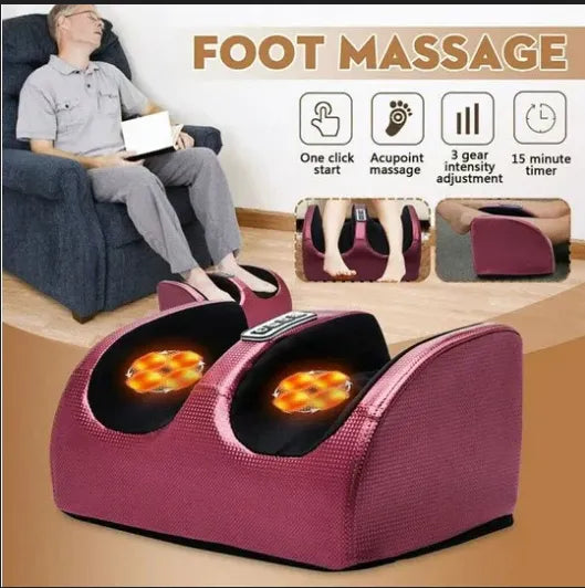 Small Foot Massager Machine with Heat, Foot and Calf Massager with Massage Roller, Deep Tissue Massager for Plantar Fasciitis, Pain Relief, Promotes Blood Circulation