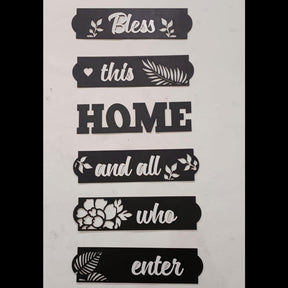 3D Bless Home Wooden Wall Art Set Black White MDF