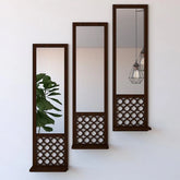 Set of 3 Wooden Mirror Wall Shelves Black