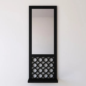 Set of 3 Wooden Mirror Wall Shelves Black