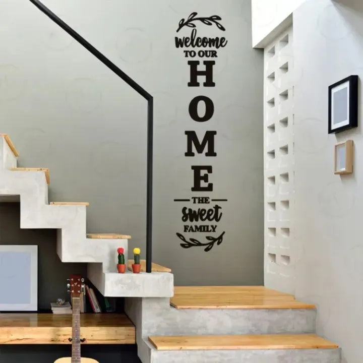 3D Welcome to Our Home Family Wooden Wall Art Laser Cut Hanging Decoration for Bedroom and Offices
