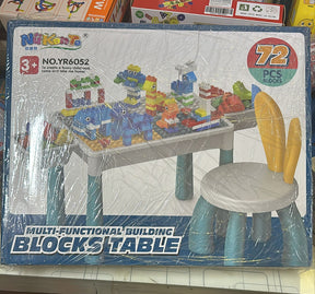 Kids Building Blocks Table With Chair – Multi-Functional Play Set For Creative Learning, Building, Drawing, And Fun Activities