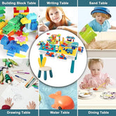 Kids Building Blocks Table With Chair – Multi-Functional Play Set For Creative Learning, Building, Drawing, And Fun Activities