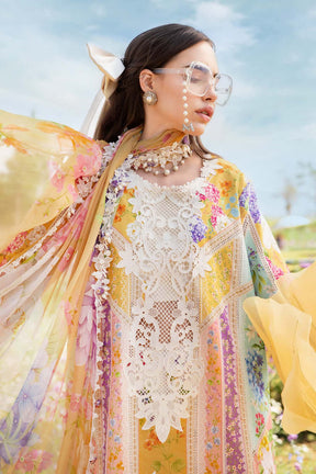 Luxury Multi Floral Embroidered Lawn 3 Piece Unstitched Suit with Chiffon Dupatta – Summer Collection