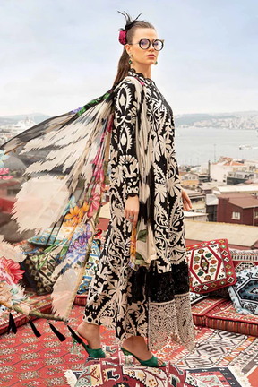 Elegant 3 Piece Embroidered Lawn Suit with Digital Print & Printed Chiffon Dupatta – Unstitched Summer Collection