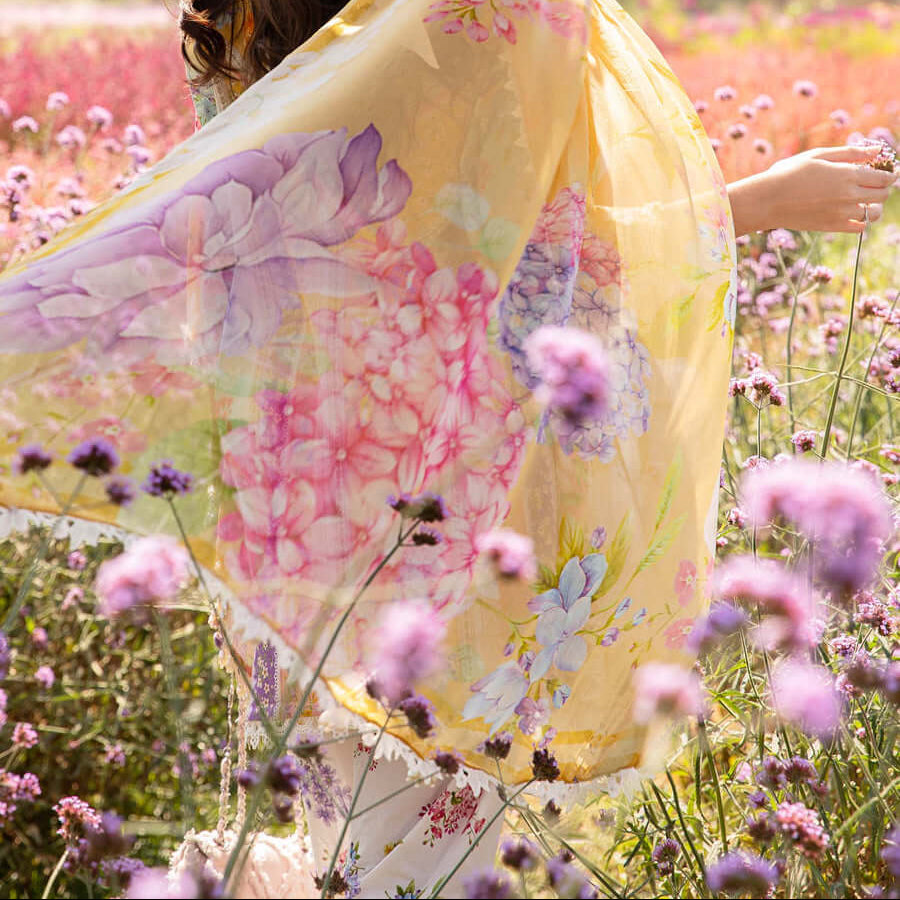Luxury Multi Floral Embroidered Lawn 3 Piece Unstitched Suit with Chiffon Dupatta – Summer Collection