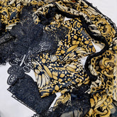 Maria B Printed Embroidered Lawn 3PC Unstitched Suit with Chiffon Dupatta – Black & Mustard