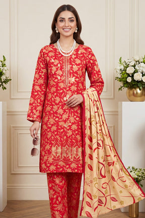 Aneela’s Premium Embroidered Lawn 3PC Unstitched Suit with Printed Dupatta