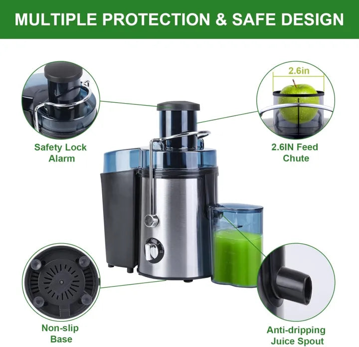 Fresh Juice Extractor Machine 1000W Centrifugal Dual Speed BPA-Free , Silver Crest