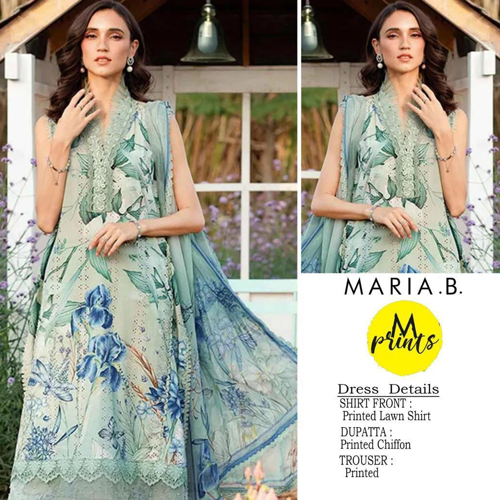 Printed Lawn 3-Piece Suit with Chiffon Dupatta