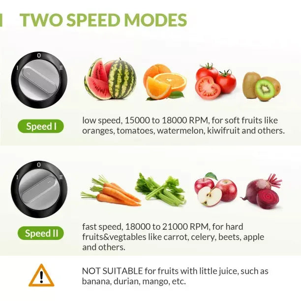 Fresh Juice Extractor Machine 1000W Centrifugal Dual Speed BPA-Free , Silver Crest