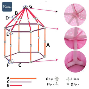 Shopino Elegant Pink Princess Castle Play Tent for Girls 0-10 Years - Indoor/Outdoor Creative Playhouse with Storage Bag
