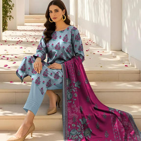 Pakistani Printed Lawn Suit with Embroidered Shawl