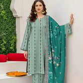 Women's 3-Piece Printed Lawn Suit Green