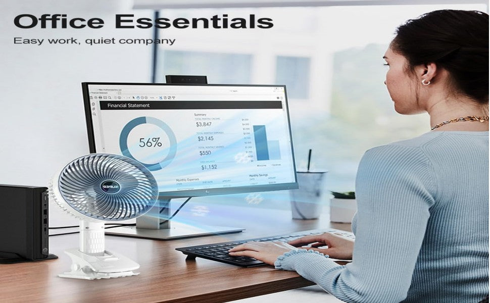 New portable 3 gears rechargeable desktop fan low noise air cooling handheld clipped circulator table fan Clip Fan USB Rechargeable Desk Fan with Sturdy Clamp, Quiet Operation, Strong Airflow with 360° Rotation for Home, Stroller, Office, Outdoor