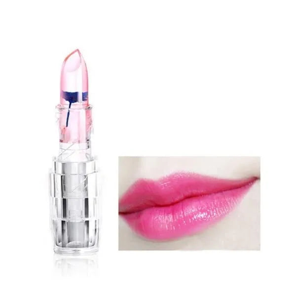 Transparent Flower Jelly Lipstick Temperature Change Color Long Lasting Waterproof