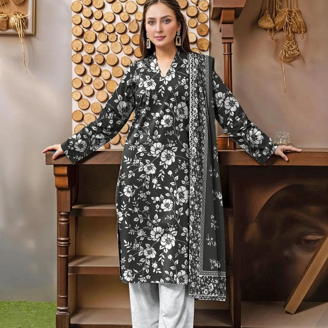 Green Digital Print Lawn 3Pcs Kurta Set