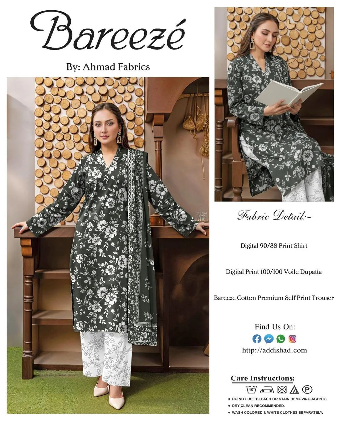 Green Digital Print Lawn 3Pcs Kurta Set