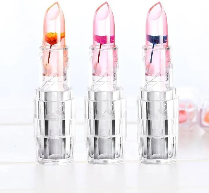 Transparent Flower Jelly Lipstick Temperature Change Color Long Lasting Waterproof