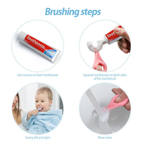 360 Degree U-Shaped Baby Toothbrush [Pack of 2] | Children Child Toothbrush Teethers Baby Brush Silicone Teeth Oral Care Cleaning | (Random Color)