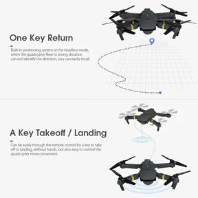 Remote Control Mini Drone LED lighting - GPS - Headless mode - Without Camera - Black