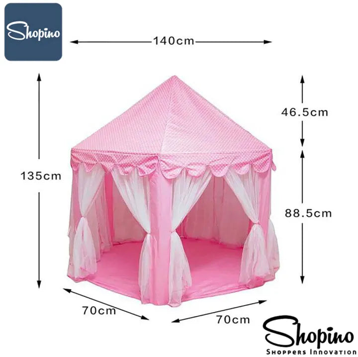 Shopino Elegant Pink Princess Castle Play Tent for Girls 0-10 Years - Indoor/Outdoor Creative Playhouse with Storage Bag