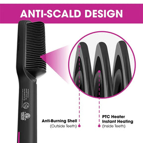 2 in 1 Electric Hair Straightener Curler Heating Styling Comb Straightening Brush - Multicolors 909