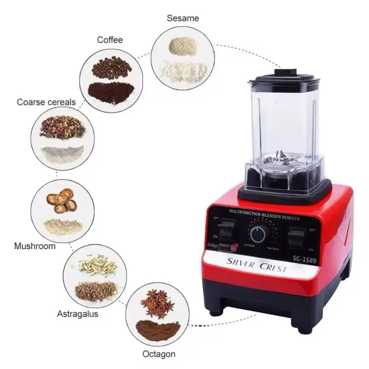 Silver Crest 2-in-1 Juicer Blender Machine - 2L Unbreakable Jug - Juicers and Fruit Extractors - 700ml Grinder Machine - Variable Speed Control - German Technology