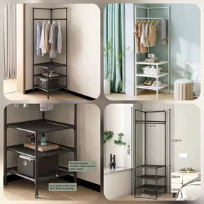 Multifunctional Corner Coat Rack | Nail-Free Installation | Space-Saving Coat & Storage Organizer | Waterproof & Durable | 3 Layers | Random Colour