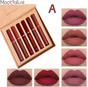 6Pcs Nude Makeup Lipstick Liquid Velvet Matte Gloss Lip Red Lipstick Nude Women Long Lasting Waterproof Beauty Cosmetic Kit