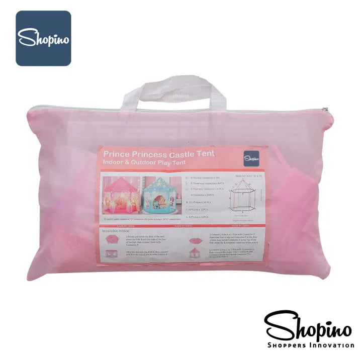 Shopino Elegant Pink Princess Castle Play Tent for Girls 0-10 Years - Indoor/Outdoor Creative Playhouse with Storage Bag