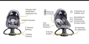 Imported Convert Me Swing-2-Seat Portable Swing, Remote control electric swing for kids, Baby moving swing
