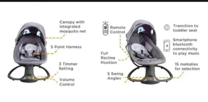Imported Convert Me Swing-2-Seat Portable Swing, Remote control electric swing for kids, Baby moving swing