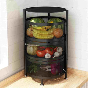 3 Tier Round Basket 360-Degree Rotating Moveable Vegetable & Fruit Organizer Rack for Kitchen Storage Baskets