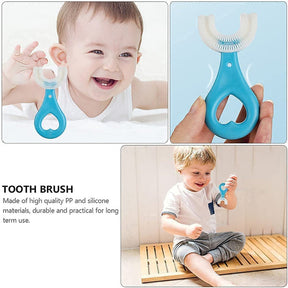 360 Degree U-Shaped Baby Toothbrush [Pack of 2] | Children Child Toothbrush Teethers Baby Brush Silicone Teeth Oral Care Cleaning | (Random Color)