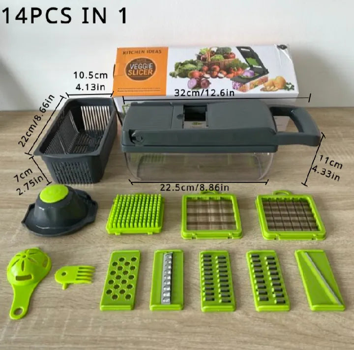 16 in 1 Multi-functional vegetable chopper slicer shredder with Basket Cheese Slicer Food Chopper , Veggie Chopper ,