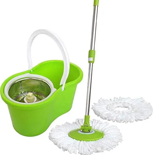 Spin Mop - Easy Spin Magic Mop Set [Steel Strainer] - 360 Degree Microfiber Mop Head Home Clean Tools Microfiber