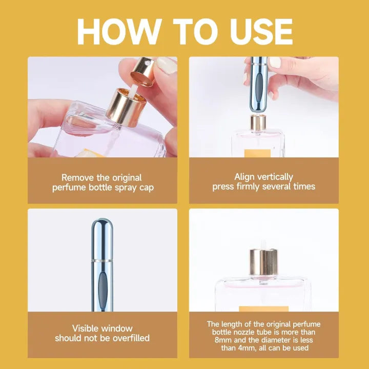 Portable Mini Perfume Atomizer 5ml Refillable Travel Fragrance Spray Bottle Set Multiple Color