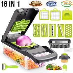 16 in 1 Multi-functional vegetable chopper slicer shredder with Basket Cheese Slicer Food Chopper , Veggie Chopper ,